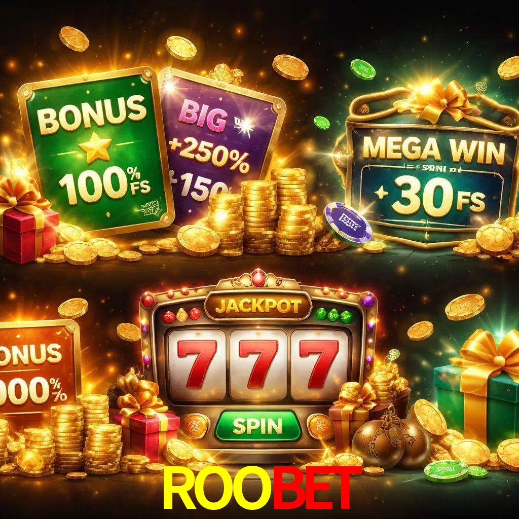 Tipos de bonos ROOBET incluyendo recompensas de bienvenida y promociones continuas